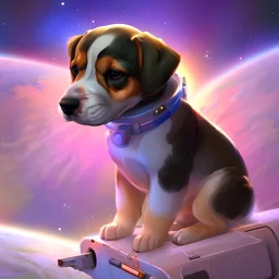 A puppy in space