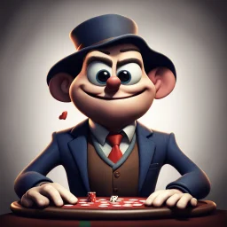 poker player, stylized, pixar