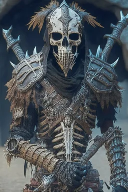 a human bandit with armor made from giant bones