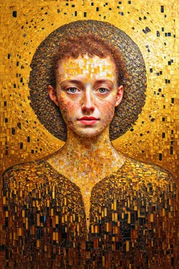 infinite fractals of self; in the style of Gustav Klimt; dazzling; golden hour; golden ratio