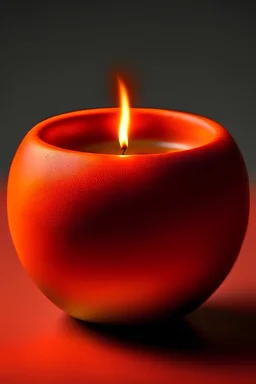 candle in stone pot.colors of candle and pot: brown, beige, orange. Minimalistic