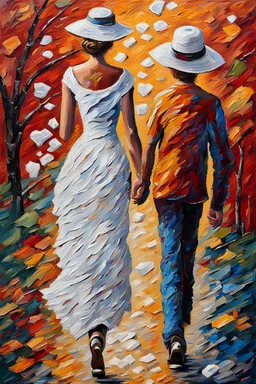 Lady walk on romantic-impressionism expressionist style oil painting,-impressionist impasto acrylic painting, thick layers of silver textured paint,ultra reality,bright colors,8k,thick white paint,silver and white,