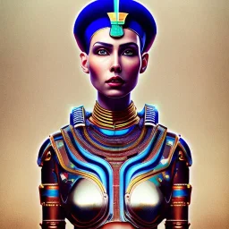 Nefertiti cyberpunk, full body, robocop, Egypt background