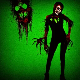 horror female zombie green background