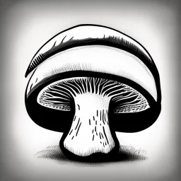 mushroom, black and white, cartoon, drawing, cute, creature, simple