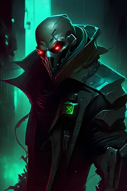 Pyke from league of legends in black cyberpunk style