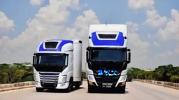 A police Tesla Cybertruck is chasing a Tesla 'Model S Plaid' at top speed, across Chichen Itza, in Mexico. CINEMATIC. WIDE ANGLE LENS.