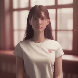 Study girl in university by the room, on book, movie, real photo realistic, unreal engine, cinematic lighting --ar 1:1 creative