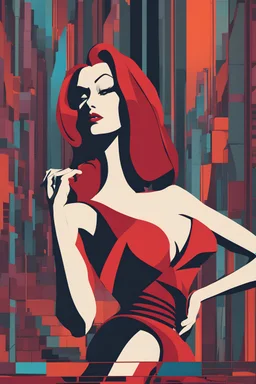 Jessica Rabbit, constructivist glitch art, 3d, imax quality visuals, ilm, weta digital, 32k uhd