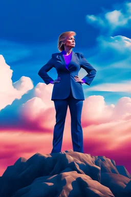 strong woman standing on top of trump