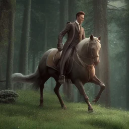 Full body, 3d render, Harry Potter 1800's men style, 1800's hair style, 1800's men clothes style, riding horse, hyper realistic, octane render, unreal engine 5, 8k, palace background, uhd