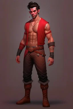 Full Body, Male Tiefling Body, boxer, street outfit