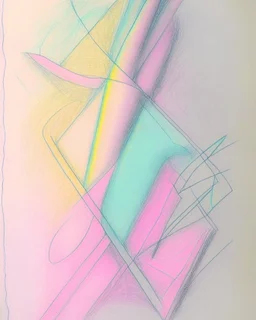 Abstract pastel painting on pastel paper with sketchy pencil outlines