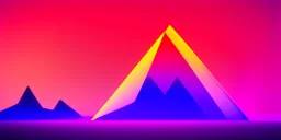 3d rendering. Abstract futuristic neon background. Fantastic landscape with glowing geometric triangular frame and mountains