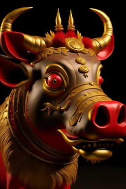 Pumbaa from the lion king with tusks in gold