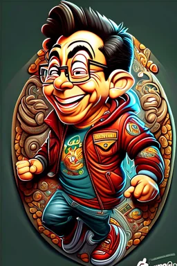 Cartoon art style de Gustavo Petro full body calidad ultra intrincado hiperdetallado