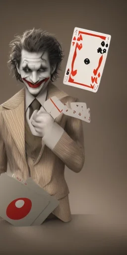 Joker playing with cards dark background