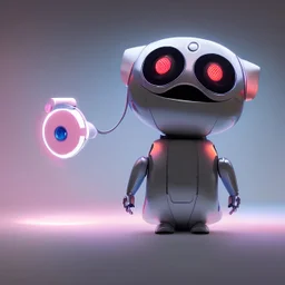 product photo of a futuristic happy surprised robot pet, asymmetric minimalistic cute, by artgerm and greg rutkowski and marc newson and zaha hadid, alphonse mucha, samsung apple webcam, matte glossy materials, flowing dancing pose. neon, otter puppy pig. three quarter view, volumetric light, detailed, octane render, midsommar