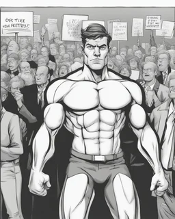 Cómic Hombre protestando cuerpo completo detallado