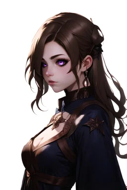 Fantasy Slavic Female Purple Eyes Brown Hair Dark Clothes