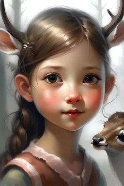 فتاة ذات أعين صغيرة مثل الغزال بالفضي و أنف صغير وخدود و فم صغير