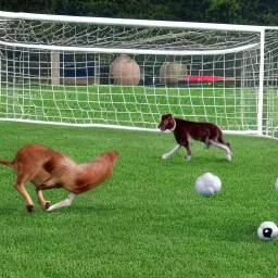 Animals playing soccer