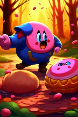 seurity chasing kirby why kirby is eating a donut