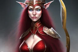 crimson haired sorceress elven