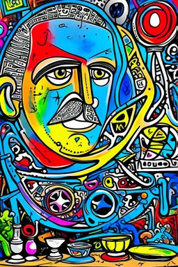 expressionism, Pixar style, in abstract art Basquiat, Picasso, Miro, Kandinsky, Klee, Birell, Fairey, Ardon, Buffet and Picasso style, HD --s 750 --v 5.1 --style raw, water color