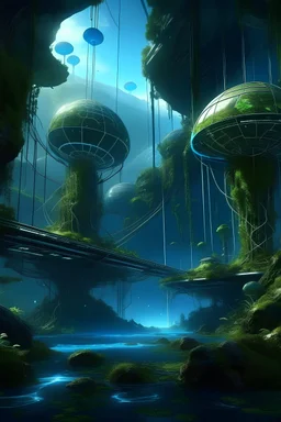 nature and technology live in harmony sci-fi art