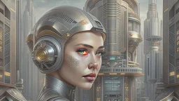 Metropolis like female android with open circuit
