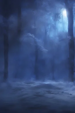Winter Night, shades of blue, dark, moonlight forest