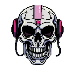 8 bit pixelart cyberpunk skull,servitor, Comic style