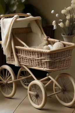 Vintage pram, natural,