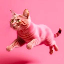 a pink cat is flyinng