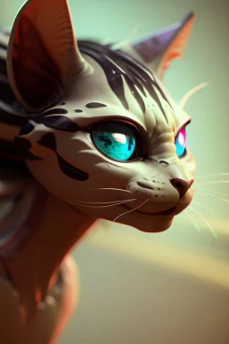 Alien Nekomata,beautiful full volumetric lighting, cinematic shimmering illumination, brilliant coloring, smooth, sharp focus, crispy quality, vray; Pixar, Disney, Artstation; HD, HDR, SF, CGSociety, 16k, photorealistic, unreal engine