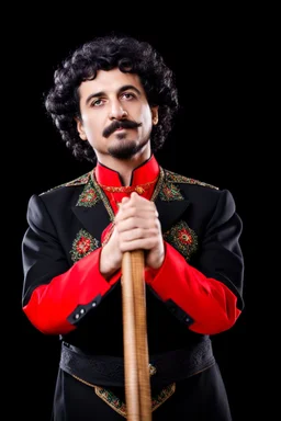 Einstein i n Azerbeyjan traditional costum color full ,upper body ,blury background ,closeup ,sharp focus