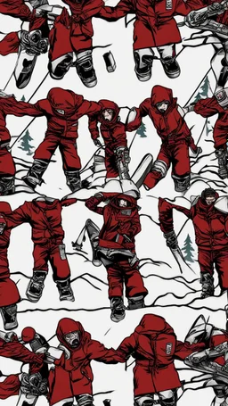 brutal attack on titan red colos pattern for snowboard