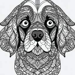 Beagle, front view, mandala, minimal lines, cartoon, white back ground color, real style, realistic, minimalistic, minimal black line art, line art, crisp line art, unique coloring sheet, outlined, outline, crisp, crisp line edges, illustration, thin lines, crisp clear lines, line art, clean line art, unique, 8k, amazing, masterpiece, no colors, no dark color, no black color, avoid thick black, minimalistic line edges, pure white back ground, image character full fit to page,