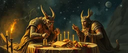 a myrriad and a star golem feast