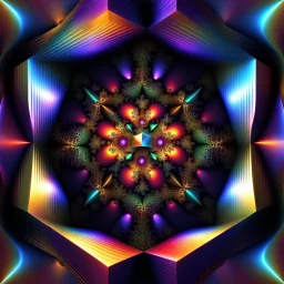 a mandelbulb 3d fractal made of metallic random color cubes a pertty artistc background