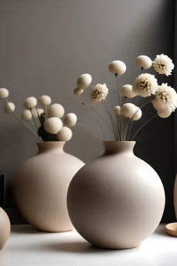 бежевые круглые вазы для цветов