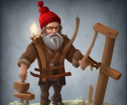 Midjourney style, a skeletal lumberjack wearing a wool cap