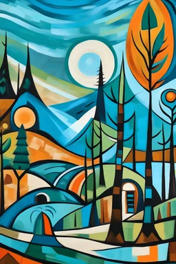 cuadro inspirado en los paisajes del norte argentino estilo pablo picasso