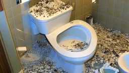 hotel room toilet overflowing because clogged