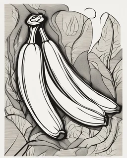 Simple line drawing illustration of a banana on a white background.