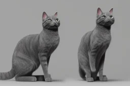 gray cat standing and pointing