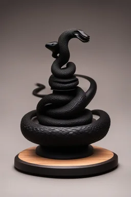 an ominous small statuette made of ebony in the form of a mountain encircled by a snake