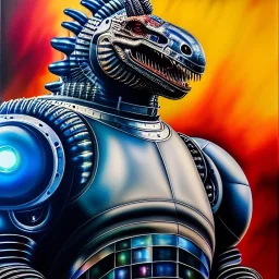 Ultra detailed fullbody Portrait in oil on canvas of Mechagodzilla with armor,intense stare,extremely detailed digital painting, extremely detailed face,crystal clear Big eyes, mystical colors ,perfectly centered image, perfect composition, rim light, beautiful lighting,masterpiece,8k, stunning scene, raytracing, anatomically correct, in the style of robert e howard and Ken Kelley and Ohrai Noriyoshi and Simon Bisley and tomzj1