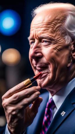 biden putting on make up in studio,bokeh like f/0.8, tilt-shift lens 8k, high detail, smooth render, down-light, unreal engine, prize winning